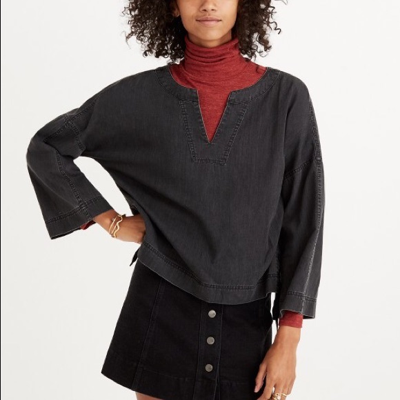 Madewell Denim Side Lace Swingy Top - Picture 2 of 7